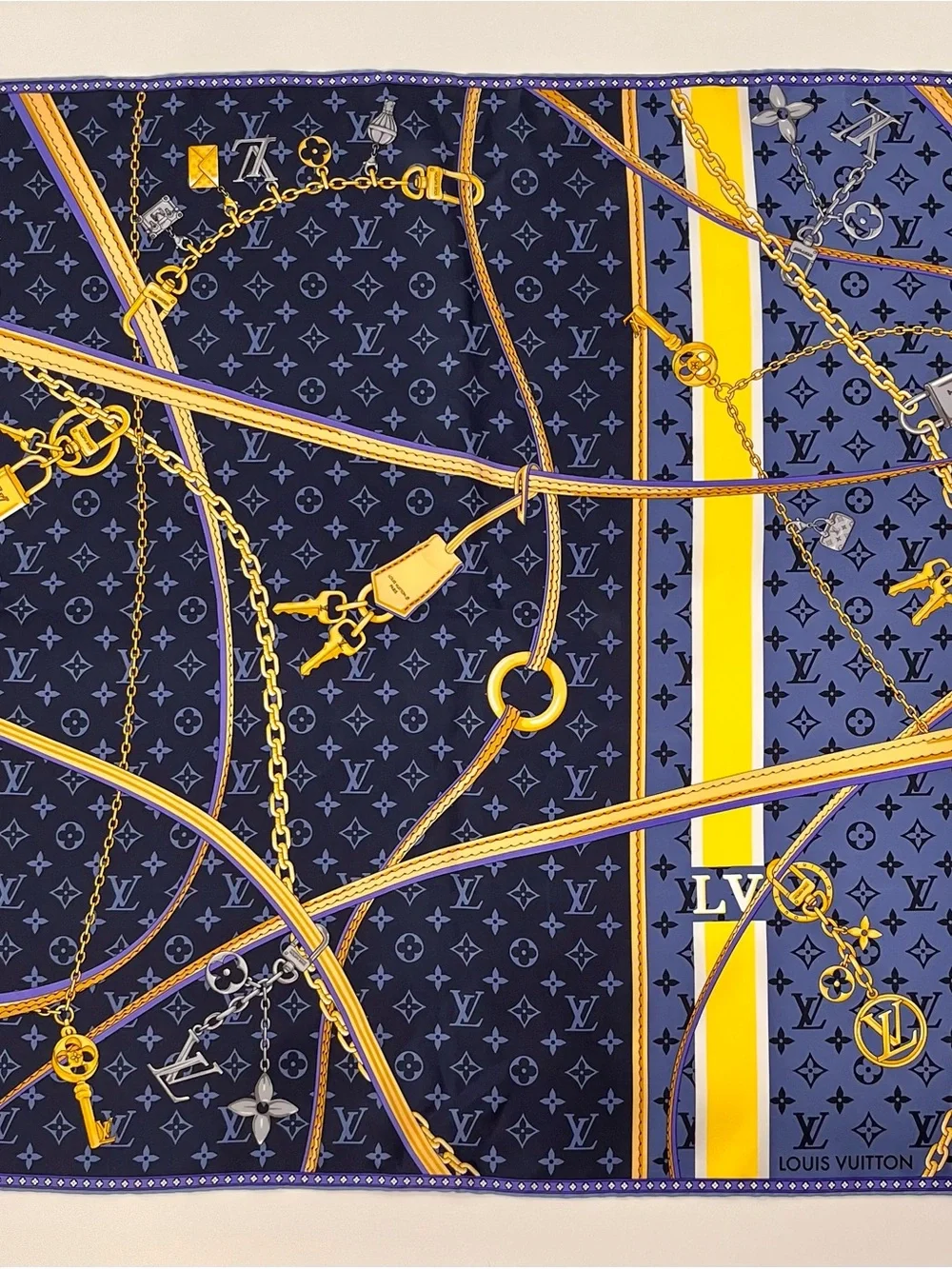 Louis Vuitton Navy & Violet Monogram Silk Scarf